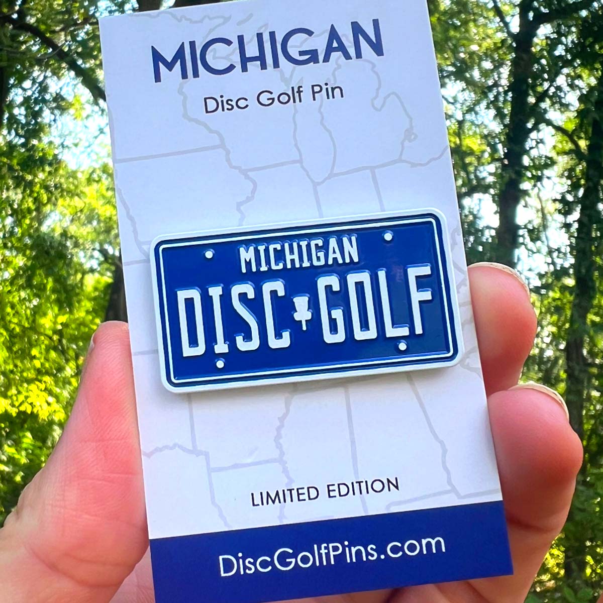 Michigan Vintage License Plate Disc Golf Pin